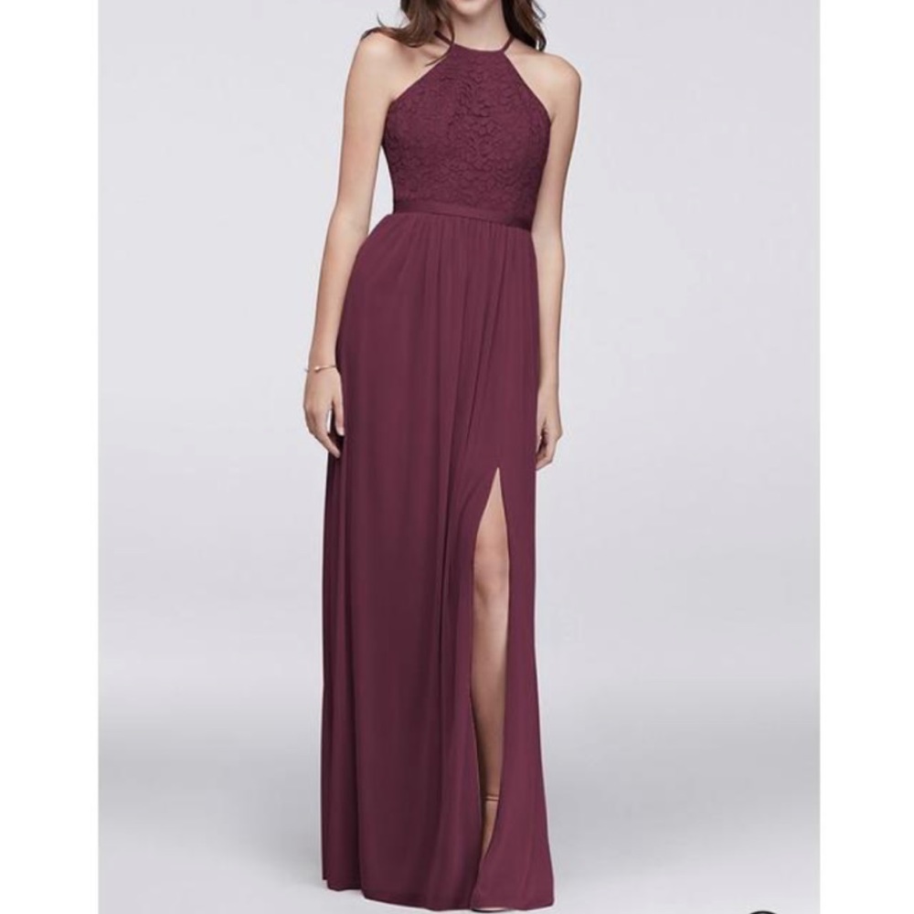 David’s Bridal Lace Keyhole Back Bridesmaid Dress